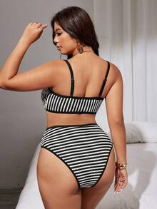 Swim Vcay Set di costumi da bagno casual e minimalisti da donna taglie forti, primavera/estate 2026 - nero - Visualizzare 2