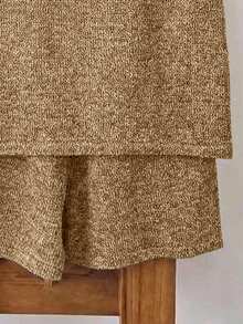 GlowEve 2pcs V-Neck Sleeveless Casual Button Front Knit Sweater Set - Camel - View 3