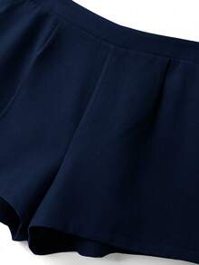 GlowEve CURVE Elegant Sleeveless Blazer And Loose Shorts - Navy Blue - View 4