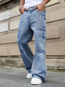 Manfinity EMRG Quần jean denim ống loe thời trang dành cho nam giới có túi - Màu xanh lam - Xem 4