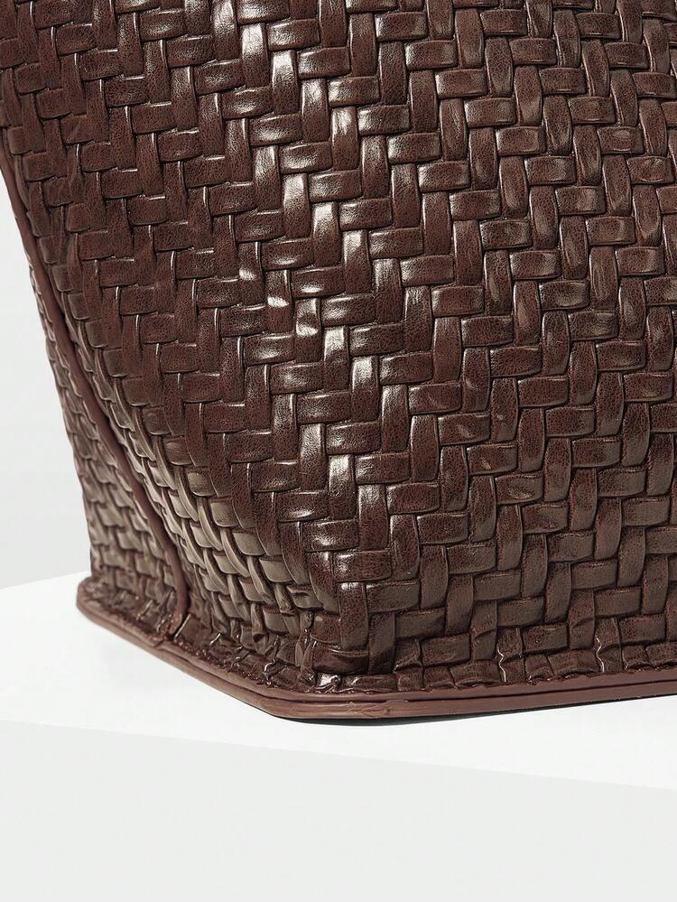 WOMEN'S BROWN TOTE BAG, EXQUISITE AND SIMPLE HANDBAG, VACATION WOVEN PU LARGE-CAPACITY HANDBAG, OLD MONEY STYLE, VACATION STYLE, VINTAGE STYLE, SUITABLE FOR WOMEN, MOTHERS, COMMUTE, VACATION, DAILY, SHOPPING, SUITABLE FOR VACATION, TRAVEL