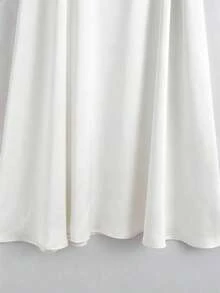 Franclia Women's Solid Color Minimalist Daily Wear Pearl Decor Short Sleeve Top And Skirt 2-Piece Set - White - View 4