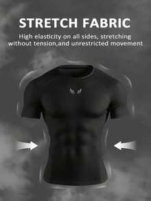 Gym Rark Men's Wing Print Slim Fit Short Sleeve Athletic T-Shirt - Black - View 3