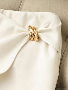 Franclia Women's Solid Color Decorative Ring Elegant Summer Versatile Shorts - Beige - View 3