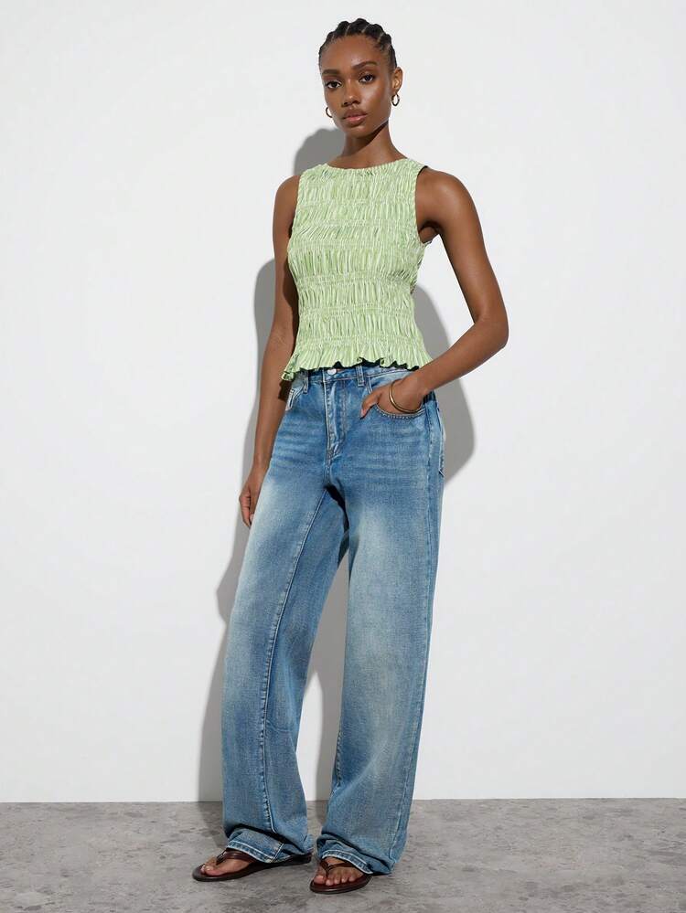 SHEIN Maija Women's Fashion Casual Sleeveless Tank Top, Win Over, Green Stripes, Summer Tops, Summer Outfit For Women, Summer Clothes , Spring Outfit, Spring Clothes Women, Festival Outfits, Beach, Beach Outfit, Elegant Women's Blouses , Casual Blouse For Women, Holiday, Vacation , Country Concert Outfit