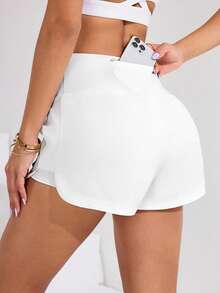 SHEIN Velisys 女士纯色简约休闲运动短裤 - 彩色 - 查看 2