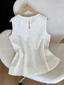 GlowEve 夏季浪漫度假波西米亚印花撞色蕾丝圆领无袖A字宽松女式衬衫 - 彩色 - 查看 2