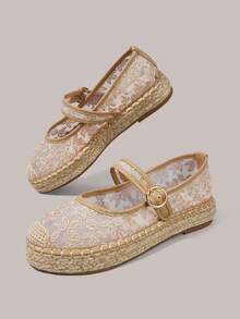 Styleloop Women's Buckle Design Casual Versatile Flat Shoes - Khaki - View 4