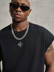 PAVTROS Men's Embroidered Versatile Casual Crew Neck Vest, Suitable For Daily Wear And Travel - Black - View 3