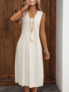 EMERY ROSE Women's Casual Versatile Fashion Vacation Wave Texture Dress - Apricot - View 3