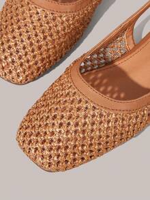 Styleloop 女士鞋履 假日风草编平底鞋 假日风穿搭 波西米亚风 美式复古风 西部风 音乐节穿搭 派对穿搭 平底女鞋 - 焦糖棕 - 查看 4