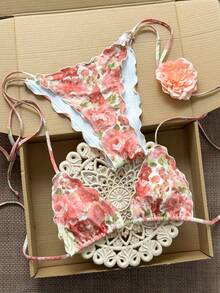 Swim Mod 女士荷叶边比基尼，乡村风格，春夏印花比基尼，女士泳装，度假比基尼，夏季比基尼 - 彩色 - 查看 7