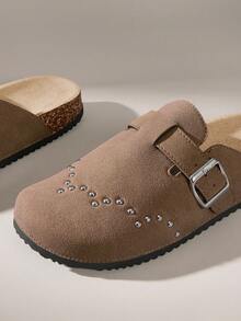 CUCCOO Women Casual Versatile Plush Round Toe Fluffy Flat Slippers For Christmas - Camel - View 5