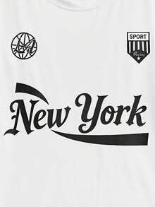 Open Phase Áo thun ngắn tay nam kiểu dáng thể thao Mỹ, in họa tiết New York, dáng rộng thoải mái với hai sọc kẻ, phong cách retro Mỹ, unisex, dáng rộng rãi, phù hợp cho trang phục mùa hè – Thích hợp cho mặc hàng ngày và các kỳ nghỉ hè. - trắng - Xem 6