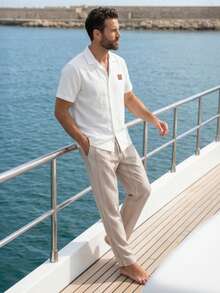 VENTUSAIL Men's Casual Holiday Shirt And Striped Pants Set - Multicolor - View 4