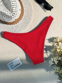 Swim Basics Women's Solid Color Beach Bikini Bottoms - Red - View 2