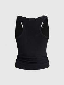 ROMWE Street Life Street StyleWomen's Retro Baddie Unisex Streetwear Casual Star & Rivet Print Tank Top - Black - View 2