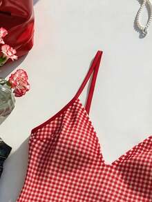 Traje de baño de una pieza con escote en V profundo y estampado aleatorio para mujer, primavera/verano - Multicolor - Ver 5