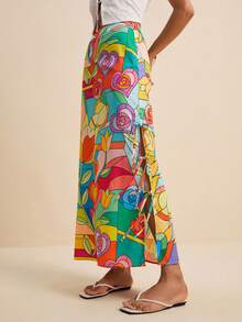 LOTSLUV Women's Pastal Heart Print Slit Tie-Side Hem Skirt, Suitable For Spring/Summer Vacation, Skirts Women, Long Summer, Zanzea Golf Girlisim - Multicolor - View 3