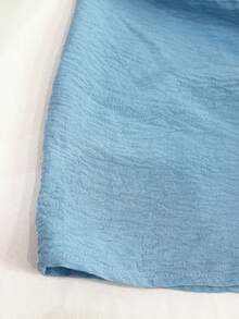 Franclia Pantalon décontracté ample à nœud de couleur unie pour femmes - Bleu azur - Voir 3