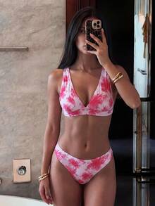 Costavie 女士夏季沙滩印花性感比基尼泳装套装 女士度假套装 女士两件套泳衣 印花比基尼挂脖比基尼两件套 比基尼套装 - 彩色 - 查看 5
