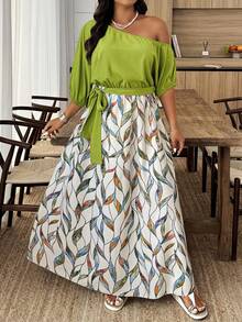 Weeklong Vestido floral con hombro asimétrico para mujer de talla grande para vacaciones - Multicolor - Ver 4