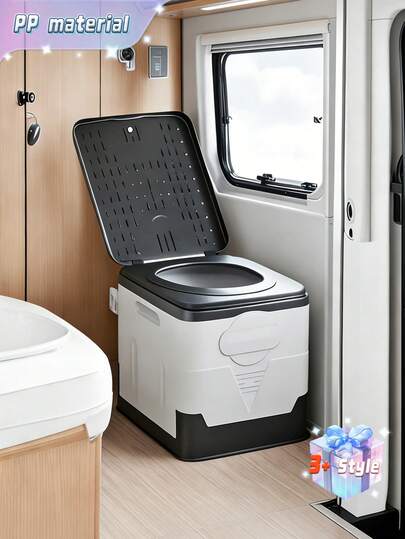 Portable Folding Toilet With Lid, Multi-Purpose Emergency Toilet, Suitable For Self-Driving Camping, Boating, Hiking, Outdoor Travel, Non-Waterproof, No Electricity, Including Garbage Bags, Handbags, Boxes, Cabinets, Outdoor Storage Racks, Sorting Storage Box