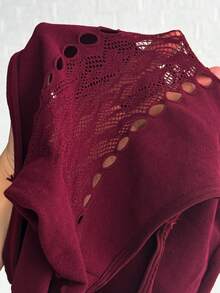 Jeanoix 女士Y2K性感露肩提花吊带背心，紫红色 - 中紫紅色 - 查看 6