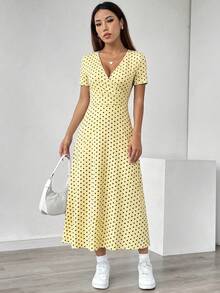 Unity Vestido maxi casual de mujer con cintura ceñida y estampado floral ditsy - Multicolor 5 - Ver 4