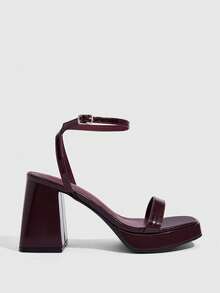 CUCCOO SZL Damen modische schwarze Riemchen High Heel Sandalen, Absatz für Abschluss, Abiball Absätze für Sommerurlaub Schuhe, Sommer elegant Basics, Business Casual, Business Chic, Frühling Schuhe, Frühling Break, Ostern, Weihnachten - Bordeaux - Übersicht 2