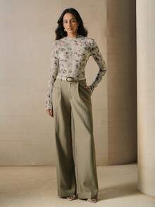 Anewsta 女士蕾丝印花休闲百搭日常上衣 - 杏色 - 查看 7