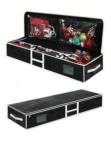 1 pieza Caja de almacenamiento de regalo de material PE con bolsillo interior para debajo de la cama, organizador para papel de regalo de Navidad, bolsa de almacenamiento de decoraciones navideñas, organización del hogar y ahorro de espacio - Material de polietileno - Ver 10