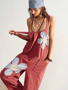 Bohemela Women's Floral Print Pocket Casual Jumpsuit For Daily Wear - Multicolor - View 3