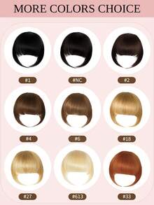 Tóc mái kẹp giả 100% tóc thật, kiểu tóc mái có phần thái dương, tóc mái giả nối dài trông tự nhiên dành cho phụ nữ/bé gái, thích hợp sử dụng hàng ngày. - Nhiều màu - Xem 16