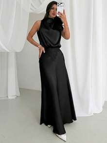 Firerie Đầm ren xếp tầng màu xanh bạc hà, thanh lịch, tối giản, tinh tế, lãng mạn, trang nhã, thích hợp cho tiệc tùng, lễ hội, khiêu vũ, ngày Valentine, hẹn hò, đám cưới, khách mời, ngày lễ. - màu đen - Xem 6