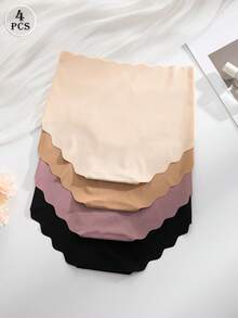 SHEIN 4pcs/Pack Comfortable Breathable Shell Trim Seamless High Waist Panties - Multicolor - View 3