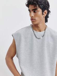 TOKVUE Camiseta de tirantes de ajuste holgado y cuello redondo de unicolor para hombre - Gris - Ver 5