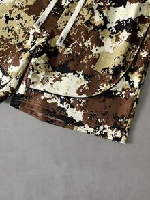 PAVTROS Men's Summer Fashionable Street Casual Commute Camouflage Print Drawstring Waist Loose Sports Shorts - Khaki - View 6