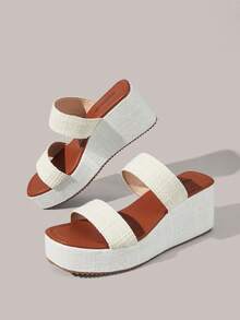 Styleloop Women's Thick Sole Wedge Sandals, Gentle Vibe Niche Quality High-End Feel - Beige - View 4