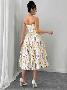 Rafferiza 时尚百搭约会派对吊带喇叭连衣裙，秋冬女装 - 彩色 - 查看 5