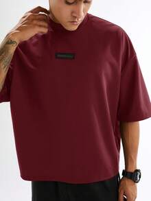 EASEVO Plus Size Men's Casual Round Neck Short Sleeve T-Shirt, Versatile For Daily Wear, Summer - Red - View 4
