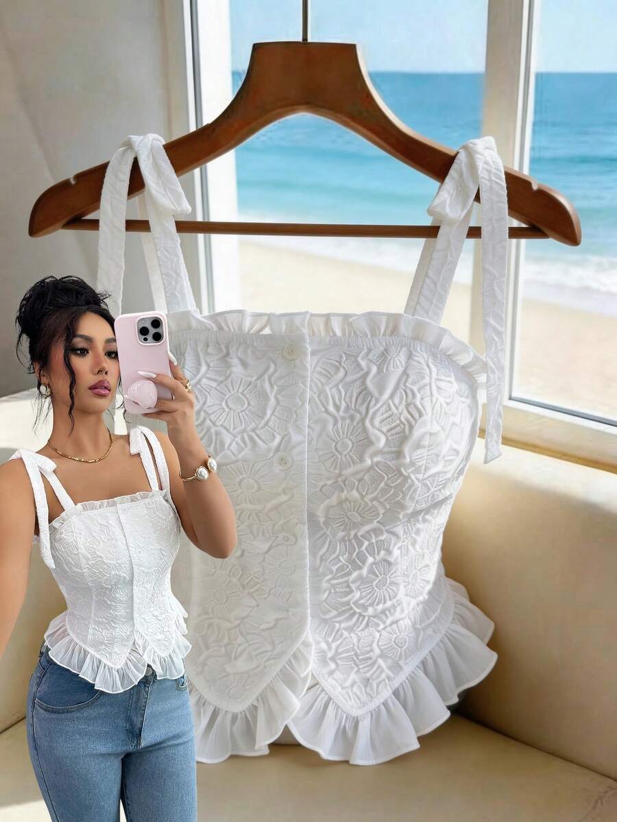 Elenzga Áo camisole ren ngắn ôm dáng màu trắng, cổ vuông kiểu Pháp, thắt eo, kiểu dáng thanh lịch, dành cho nữ, thích hợp mặc hàng ngày, dự đám cưới, sự kiện trang trọng, đi làm, tiệc tốt nghiệp, kỳ nghỉ, hẹn hò, lễ Phục sinh, tiệc tùng, Halloween, Giáng sinh, Năm mới, Lễ Tạ ơn, đám cưới. - trắng - Xem 1