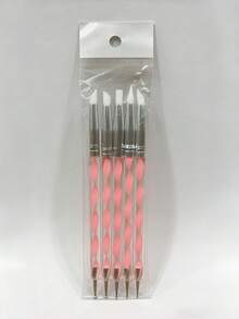 5Pcs Double Ended Nail Art Silicone Pens Double Headed Acrylic Silicone Dotting Pens Stainless Steel Dotting Tools Marble Pattern Painting Pens With Fine Precision Tips For Nail Art Design Professional Salon Home DIY Nail Supplies - Watermelon Pink - View 5