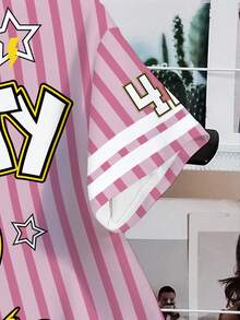 LOONEY TUNES X SHEIN 女士休闲卡通字母印花短袖T恤 - 白色 - 查看 3