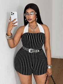 Maweii Plus Size Sexy Off-Shoulder Backless Bow Jumpsuit - Black - View 3