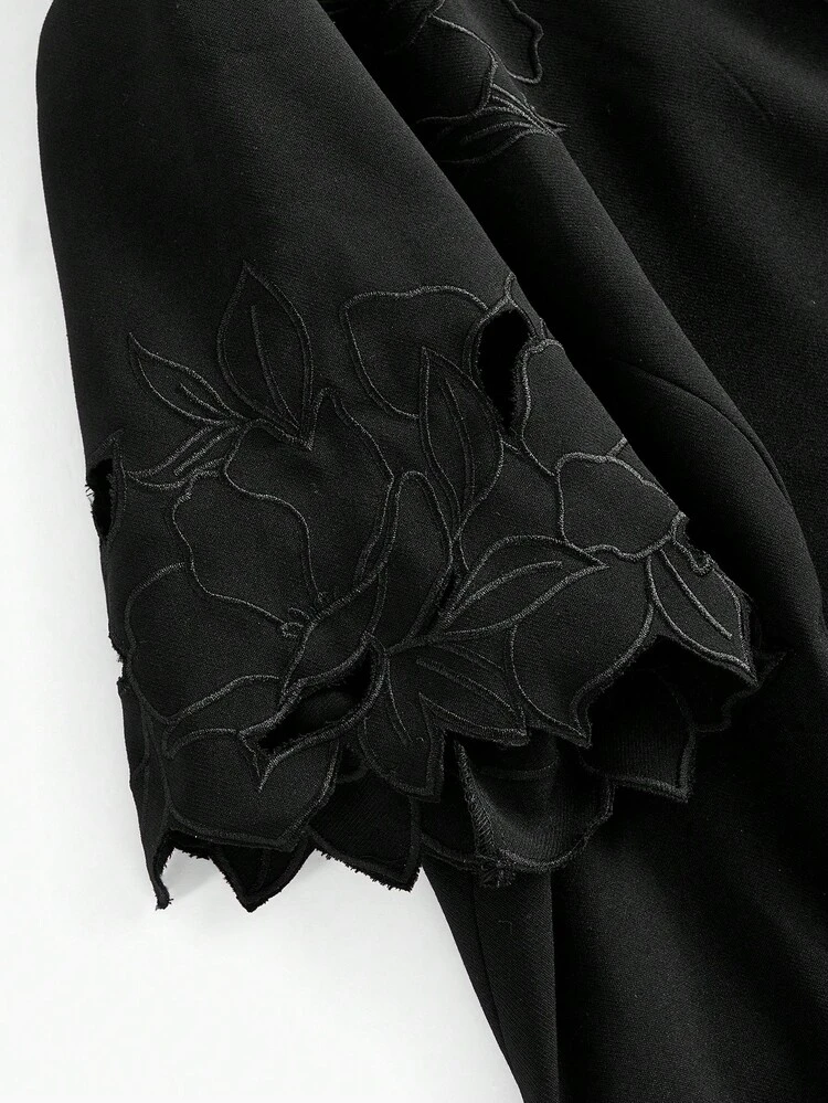 PLUS SIZE WOMEN'S EMBROIDERED MID-LENGTH DRESS, SPRING/SUMMER
