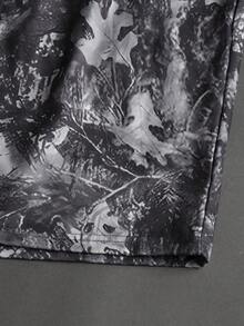 INCRYTM Men's Drawstring Waist Plant Print Casual Versatile Daily Outing Shorts - Army Green - View 5
