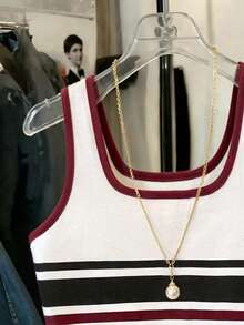 Resyla Best-Selling Striped High-Quality Cotton Slim Fit Tank Top For Women - Red and White - View 3