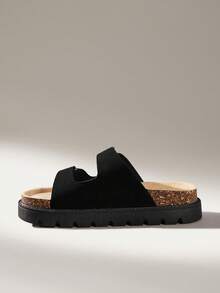 Solecia Women's Adjustable Buckle Casual Beach Slippers For Christmas - Black - View 4