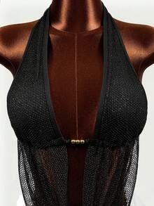 BamGleam 2026 Frühling/Sommer Neue Sexy Mesh Perlen Trägershirt für Frauen - Braun - Übersicht 10
